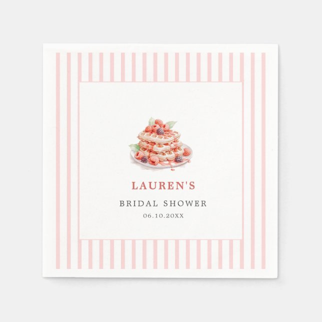 Serviette En Papier Aquarelle gaufres et baies Brunch nuptial (Devant)