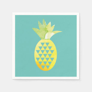 Serviette En Papier Aquarelle Géométrique Tropicale Ananas