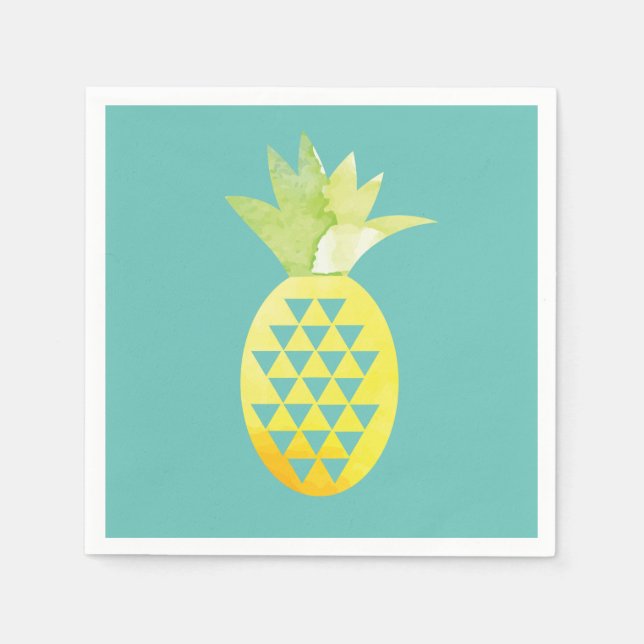 Serviette En Papier Aquarelle Géométrique Tropicale Ananas (Devant)