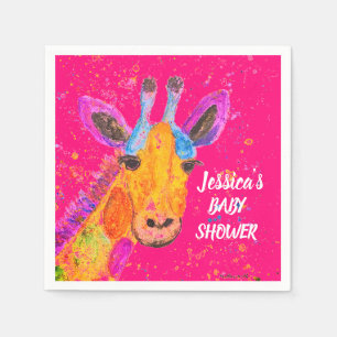 Serviette En Papier Aquarelle Giraffe Safari Jungle Baby shower mignon