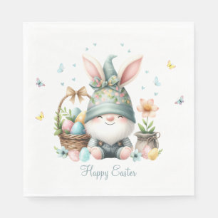 Serviette En Papier Aquarelle Gnome de Pâques personnalisée