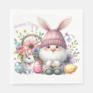Serviette En Papier Aquarelle Gnome de Pâques personnalisée