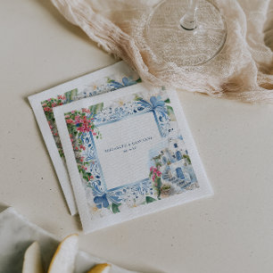 Serviette En Papier Aquarelle Grèce   Mariage