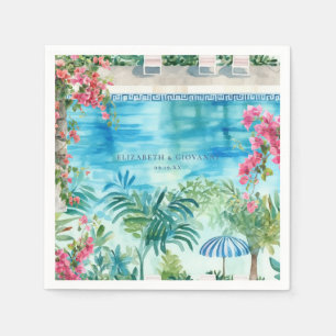 Serviette En Papier Aquarelle Grèce   Napkins mariage