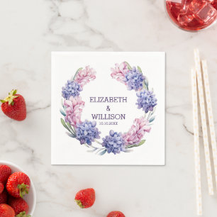 Serviette En Papier Aquarelle Hyacinth Wreath Paper Napkin