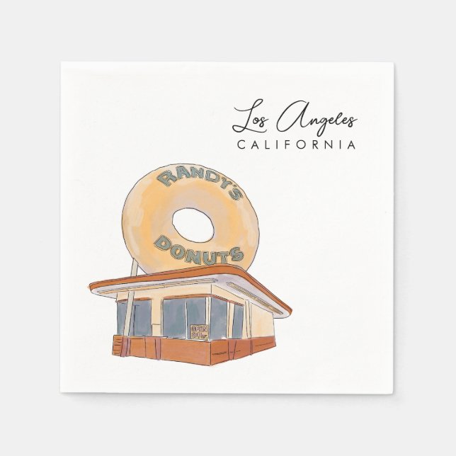 Serviette En Papier Aquarelle Icone Los Angeles (Devant)