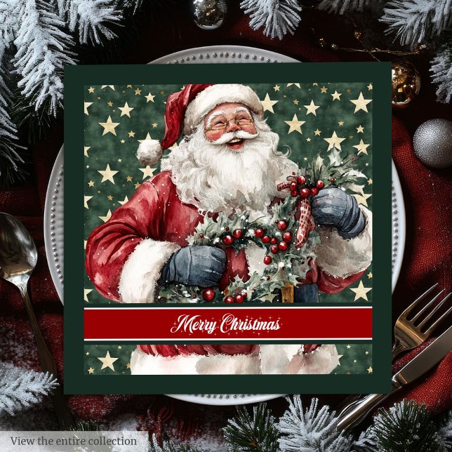 Serviette En Papier Aquarelle intemporelle Santa Claus Table serviette (Timeless Watercolor Santa Claus Table Napkins)