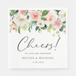 Serviette En Papier Aquarelle Jardin Fleurs Printemps Mariage