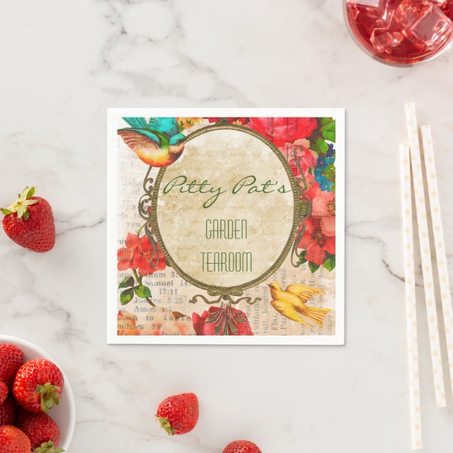 Serviette En Papier Aquarelle Jardin Floral (En situation)