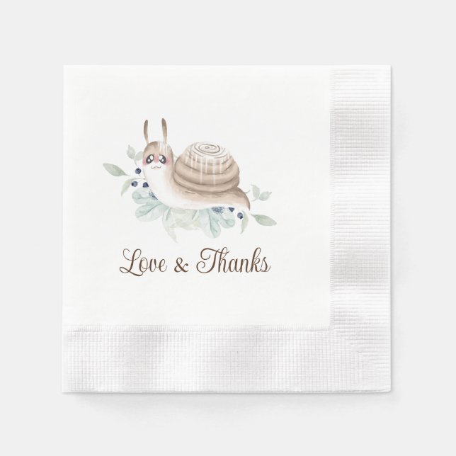 Serviette En Papier Aquarelle Jardin Snail cannelle Bun Napkin (Devant)