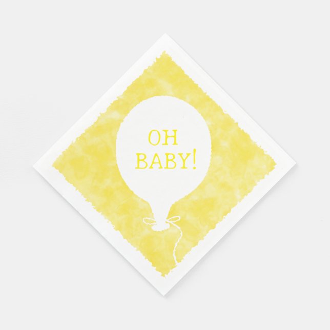 Serviette En Papier Aquarelle jaune Baby shower texte personnalisé Oh  (Coin)
