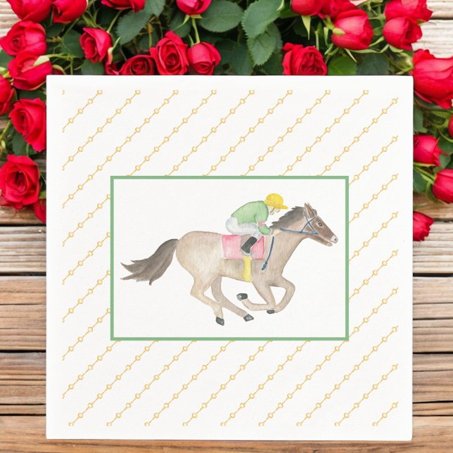 Serviette En Papier Aquarelle Jockey Derby Party Horse Race Or (Créateur téléchargé)