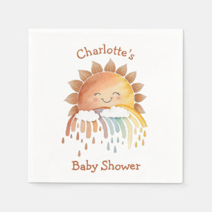Serviette En Papier Aquarelle Joyeux Baby shower de soleil Jaune