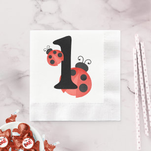 Serviette En Papier Aquarelle Ladybug premier anniversaire de fête Nap
