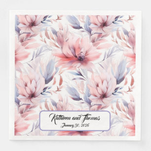 Serviette En Papier Aquarelle Lavande rose Pastel Fleurs Printemps
