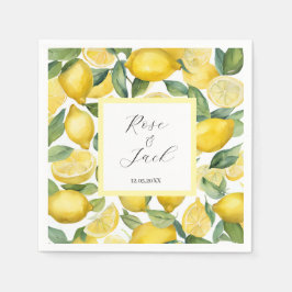 Serviette En Papier Aquarelle Lemon Garden Mariage blanc