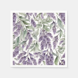 Serviette En Papier Aquarelle lilas et sauge douce