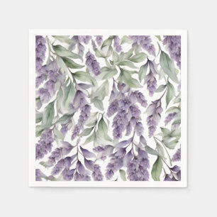 Serviette En Papier Aquarelle lilas et sauge doux