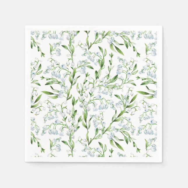 Serviette En Papier Aquarelle Lily de la Vallée Fleurs (Devant)