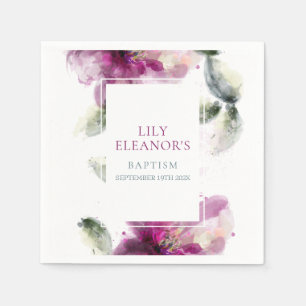 Serviette En Papier Aquarelle Lily Rose Baptême Christening