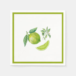 Serviette En Papier Aquarelle Lime et papier Feuille Napkin