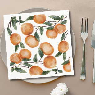 Serviette En Papier Aquarelle Little Cutie Orange Citron