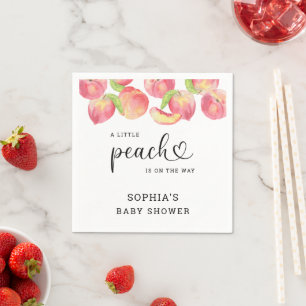 Serviette En Papier Aquarelle Little peach arrive bientôt shower bébé