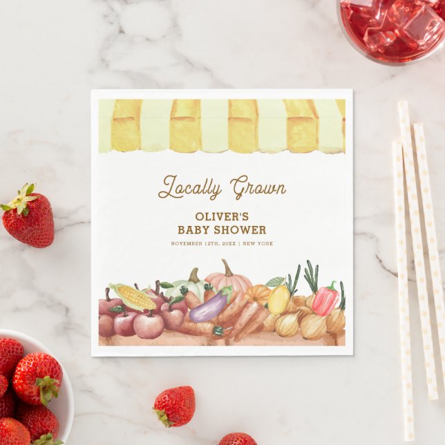 Serviette En Papier Aquarelle locale Baby shower de fruits de légumes (En situation)