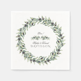 Serviette En Papier Aquarelle luxuriante Branches d'olive Mariage de c