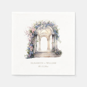 Serviette En Papier Aquarelle Mariage Floral Arch Personnalisé
