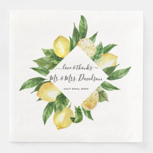 Serviette En Papier Aquarelle méditerranéenne Citron Mariage tropical