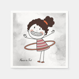 Serviette En Papier Aquarelle mignonne bâton fille grand sourire belle