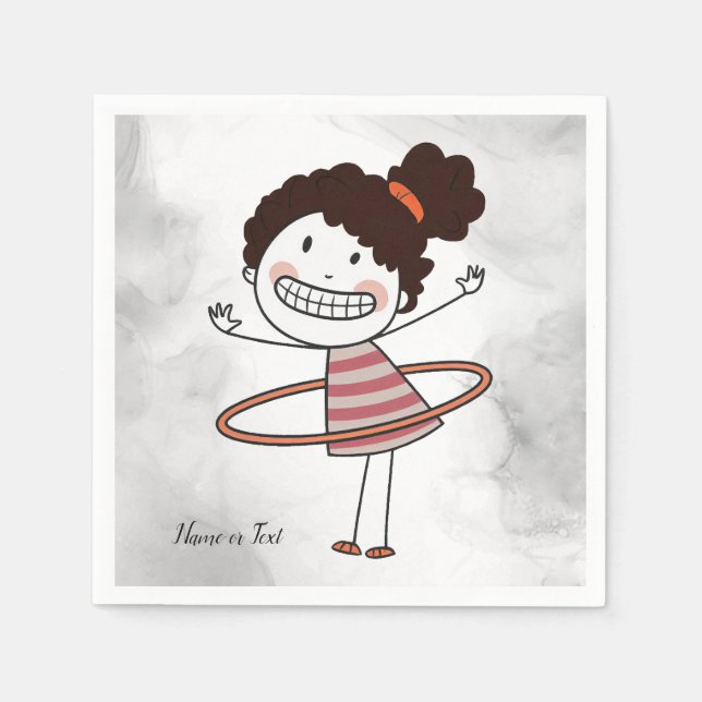 Serviette En Papier Aquarelle mignonne bâton fille grand sourire belle (Devant)