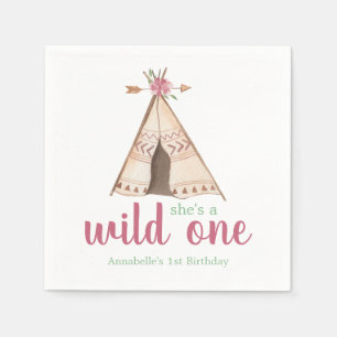 Serviette En Papier Aquarelle mignonne Teepee Wild Un 1er anniversaire