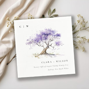 Serviette En Papier Aquarelle minimale Lilac Jacaranda Mariage arbre