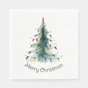 Serviette En Papier Aquarelle minimaliste Arbre de Noël
