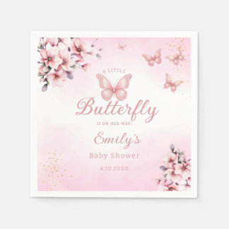 Serviette En Papier Aquarelle moderne baby shower papillon floral