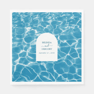 Serviette En Papier Aquarelle moderne Blue Ocean Beach Mariage