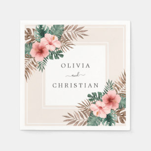 Serviette En Papier Aquarelle moderne Boho Mariage floral tropical