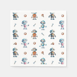 Serviette En Papier Aquarelle moderne Cute Robot Kids Motif