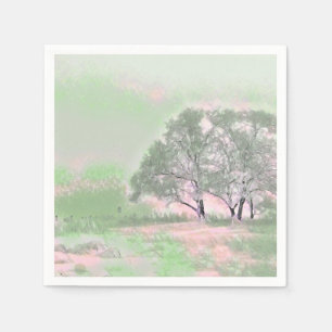 Serviette En Papier Aquarelle moderne des arbres enneigés colorés