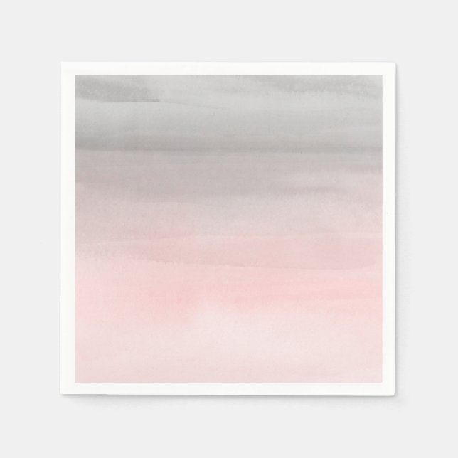 Serviette En Papier Aquarelle moderne gris rose roux Ombre Chic (Devant)