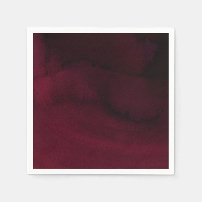 Serviette En Papier Aquarelle moderne Moody Maron Mariage Bourgogne (Devant)