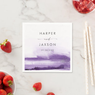 Serviette En Papier Aquarelle moderne Serviettes de Mariage violet