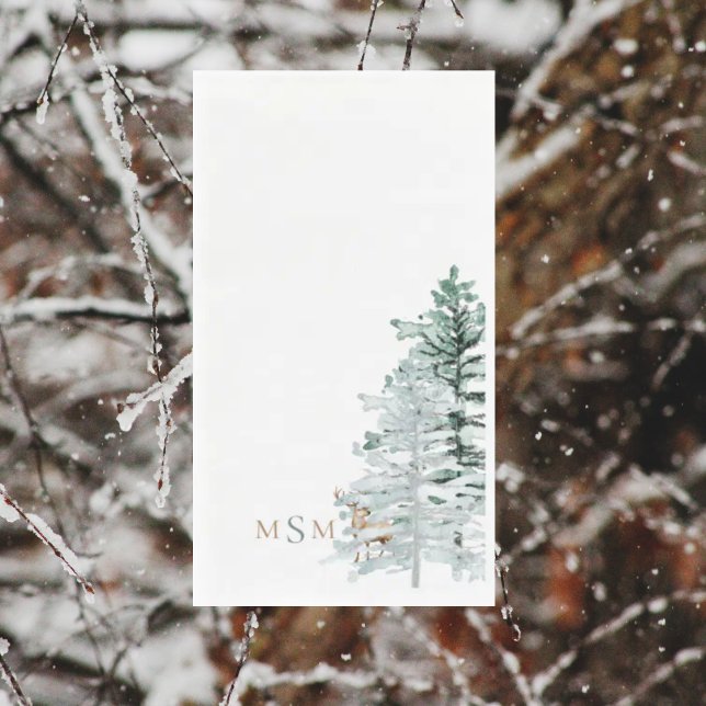 Serviette En Papier Aquarelle Monogramme de cerfs de bois (Créateur téléchargé)