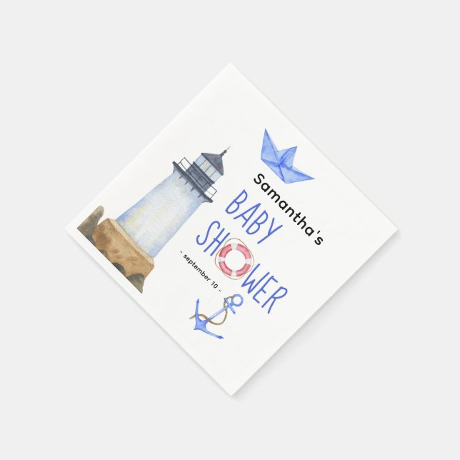 Serviette En Papier Aquarelle nautique - baby shower (Coin)