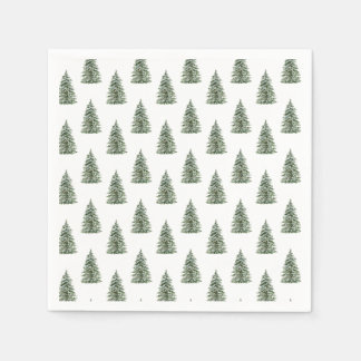 Serviette En Papier Aquarelle neige Motif sapin de Noël