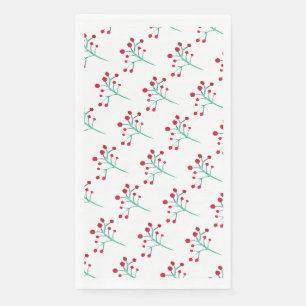 Serviette En Papier Aquarelle Noël Berry Sprigs Motif peint