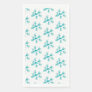 Serviette En Papier Aquarelle Noël Snowflakes Peint Motif