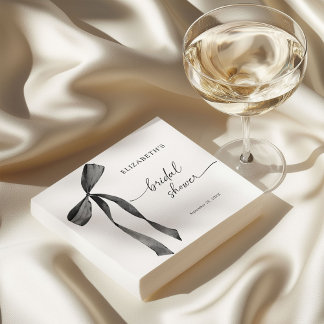Serviette En Papier Aquarelle Noir Coquette Nœud Papillon Baby Shower 